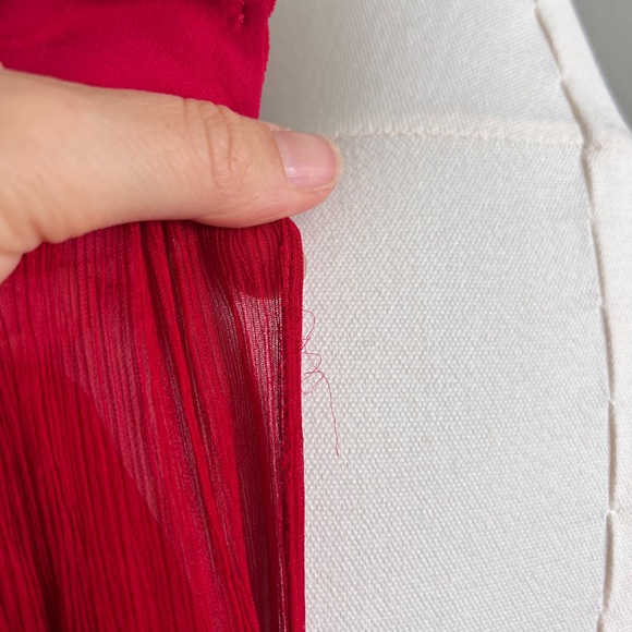 Long sleeve chiffon Red Mini Dress - Picture 11 of 14